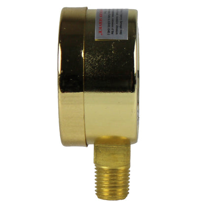  1/4" NPT 0 To 30 PSI Vacuum Air Pressure Gauge Lower Side Mount With 2" Face 501D-204C(1 4 Npt 0 To 30 Psi Vacuum Air Pressure Gauge Lower Side Mount With 2 Face 501d 204c)