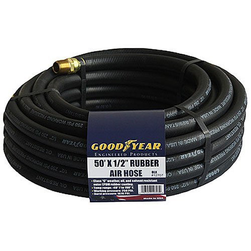  Goodyear 50' Ft. X 1/2" In. Rubber Air Hose 250 PSI Air Compressor Hose 12707(Goodyear 50 Ft X 1 2 In Rubber Air Hose 250 Psi Air Compressor Hose 12707)