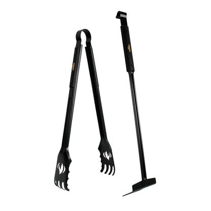  Napoleon Charcoal Rake & Tongs For Hot Charcoal W/ Grid Flipper & Wood Handles(Charcoal Rake Tongs)