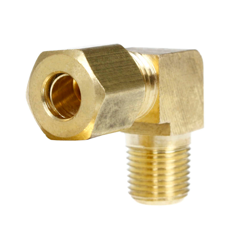  1/4" X 1/8" Tube OD X Male NPTF 90 Degree Barstock Elbow Solid Brass Fitting(Brass 1 4 X 1 8 Male Elbow 69c)