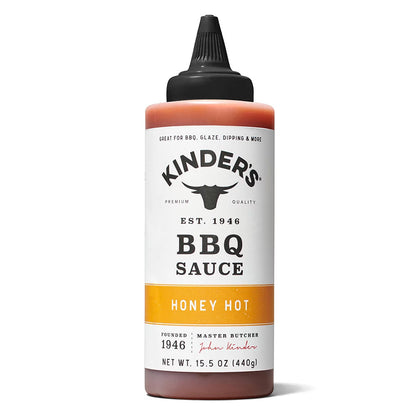  Kinder's Honey Hot BBQ Sauce Premium Handcrafted Gluten Free No HFCS 15.5 Oz(Kinders Honey Hot Bbq Sauce 15 5oz)