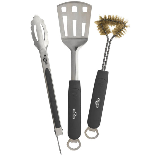  Napoleon 3 Piece Tool Set Stainless Steel BBQ Tongs Spatula Grill Brush 70024(Napoleon 3 Piece Tool Set Stainless Steel Bbq Tongs Spatula Brush 70024)