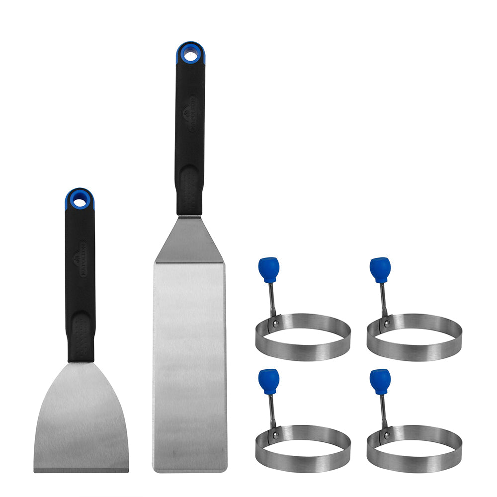  Napoleon Breakfast 6 Pc Tool Set Stainless Steel W/ 4 Egg Rings & Rubber Handles(Breakfast Tool Set)