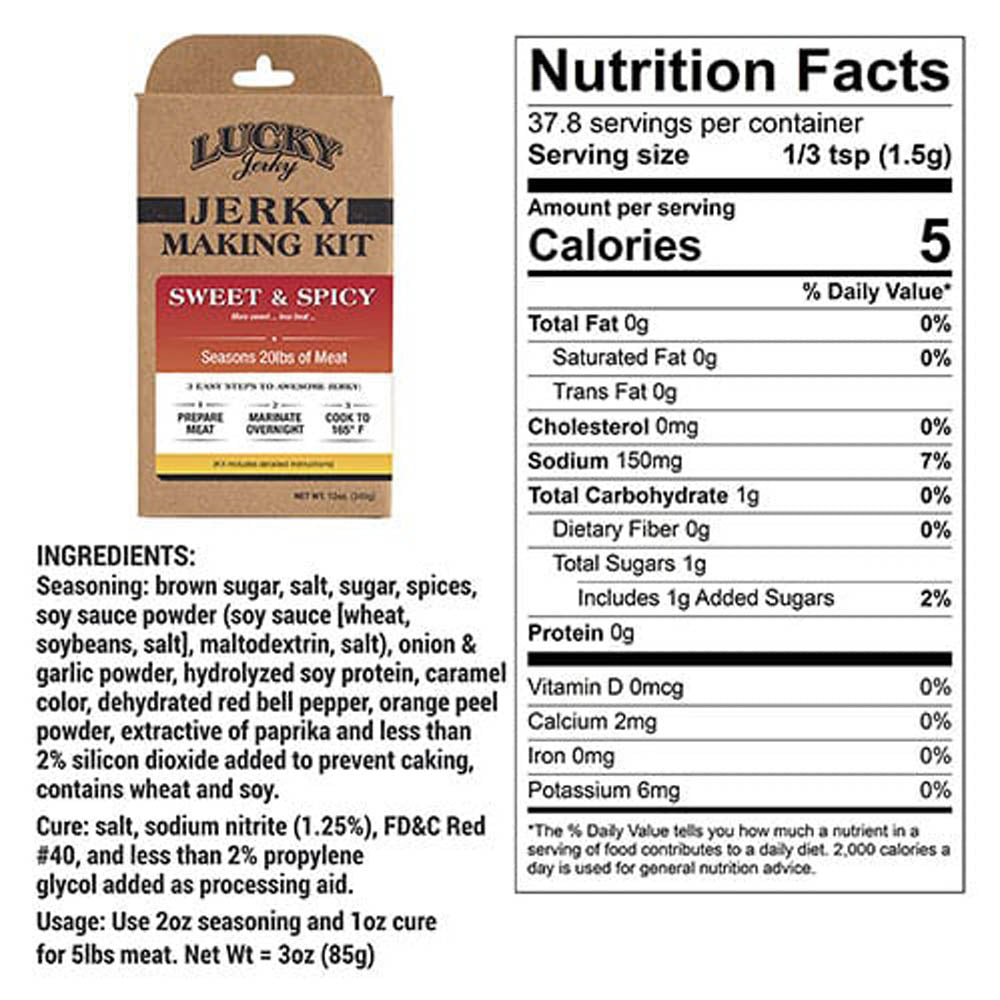  Lucky Jerky Sweet & Spicy Jerky Making Kit 12 Oz Box DIY For 20 Lbs Of Meat 7017(Lucky Jerky Sweet Spicy Diy Jerky Kit)