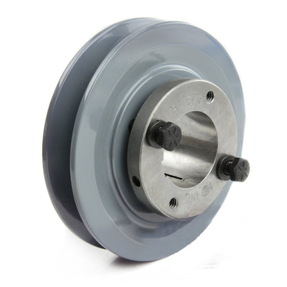  Cast Iron 4.75" Single Groove Belt A Section 4L Pulley W/ 1-3/8" Sheave Bushing(Cast Iron 4 75 Single Groove Belt A Section 4l Pulley W 1 3 8 Sheave Bushing)