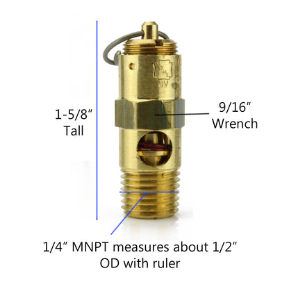  150 PSI 1/4" Male NPT Air Compressor Pressure Relief Safety Pop Off Valve Solid Brass(150 Psi 1 4 Male Npt Air Compressor Pressure Relief Safety Pop Off Valve Solid Brass)