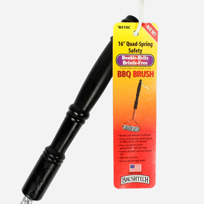  BrushTech 16" Quad Spring Safety Double Helix Bristle Free BBQ Grill Brush B410C(Brushtech 16 Quad Spring Safety Double Helix Bristle Free Bbq Grill Brush)
