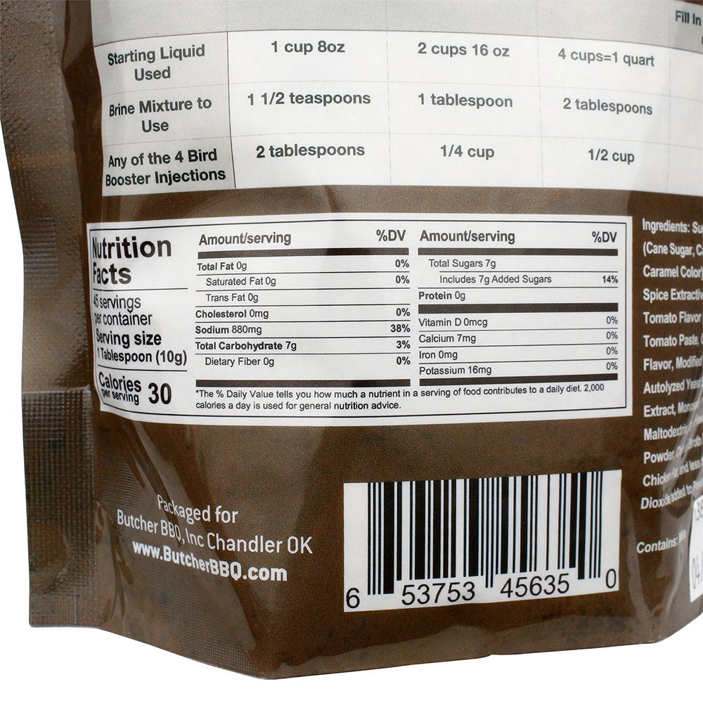  Butcher BBQ Bird Booster Brine And Injection Chicken Turkey Resealable 16 Oz Bag(Butcher Bbq Bird Booster Brine Chicken Turkey)