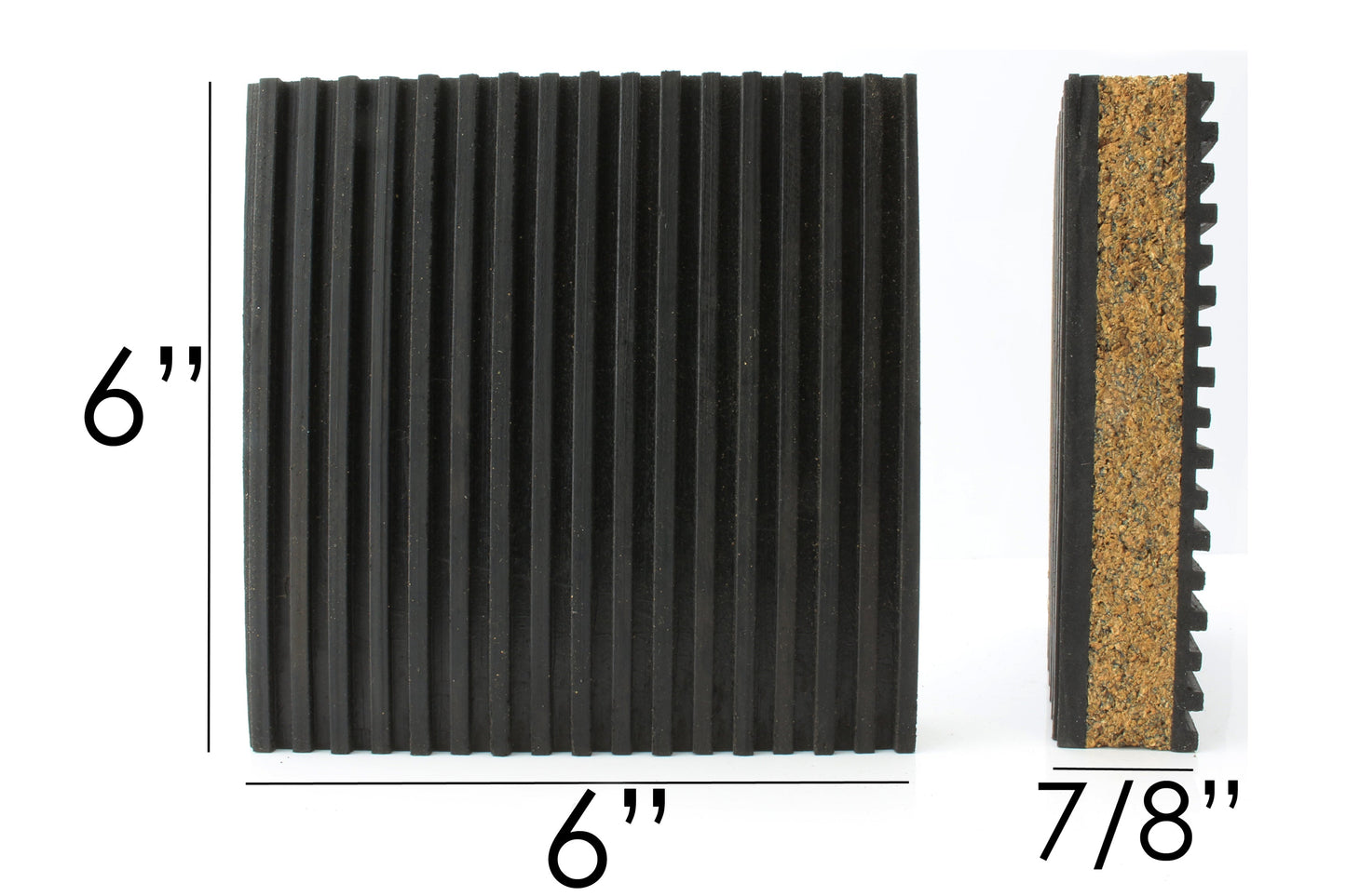 Anti Vibration Pad Isolation Dampener Isolation 6x6x7/8 Rubber/Cork HVAC Audio(One New Industrial Anti Vibration Pad 6 X 6 X 7 8 Thick Cork Center)