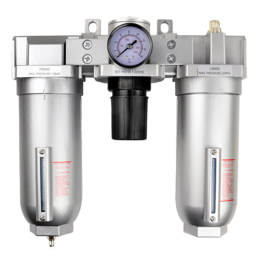  1" Compressed Air Moisture Filter Regulator Oiler Separator Lubricator Combo HD(1 Compressed Air Moisture Filter Regulator Oiler Separator Lubricator Combo Hd)