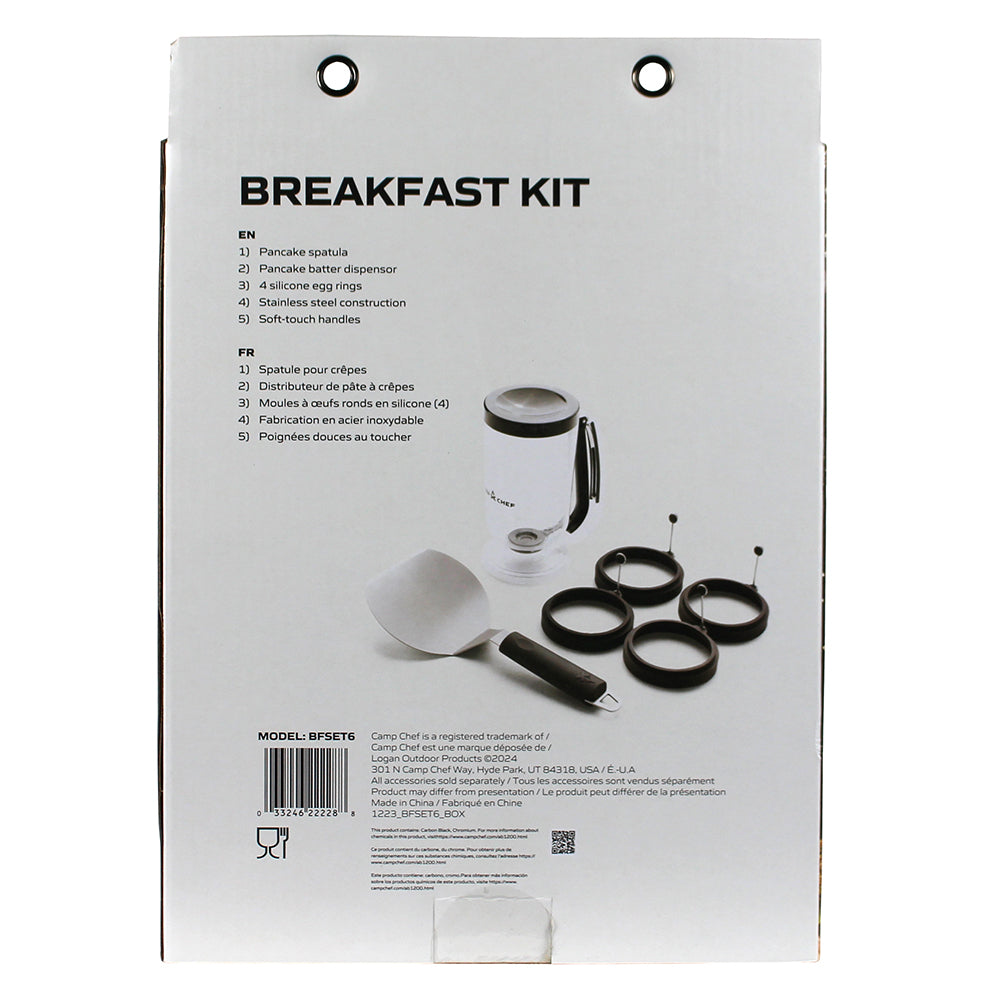  Camp Chef Breakfast Kit 6 Piece Griddle Accessory Spatula Egg Ring Batter BFSET6(Breakfast Kit 6 Piece Griddle Accessory)