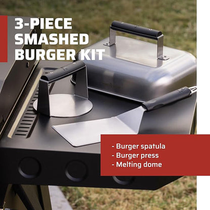  Camp Chef Smash Burger Kit Stainless Steel Spatula Press And Melting Dome BGSET3(Smash Burger Kit)