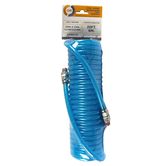  RapidAir 3/8" Polyurethane Air Hose 1/4" NPT Male NPT 200 PSI 20Ft CH3825-20(Rapidair 3 8 X 20 Ft Air Hose 1 4 Npt Male Ends Rubber)