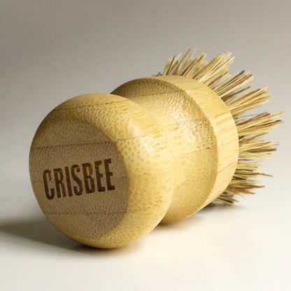  Cast Iron Scrub Brush With Palm Grip And Sissal Fibers Natural Bamboo Crisbee(Crisbee Natural Bamboo Scrub Brush With Palm And Sissal Fibers)