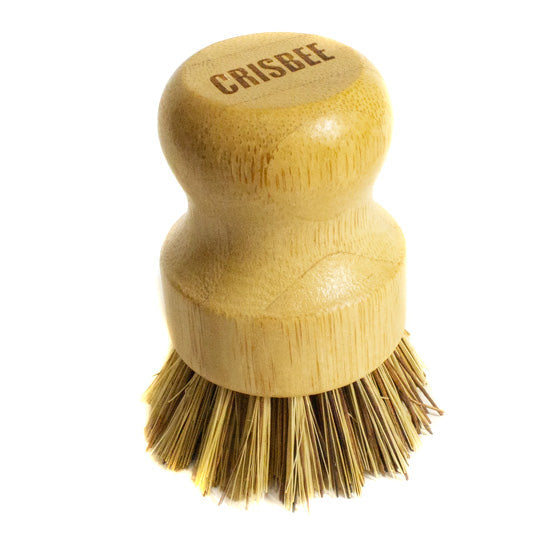  Cast Iron Scrub Brush With Palm Grip And Sissal Fibers Natural Bamboo Crisbee(Crisbee Natural Bamboo Scrub Brush With Palm And Sissal Fibers)
