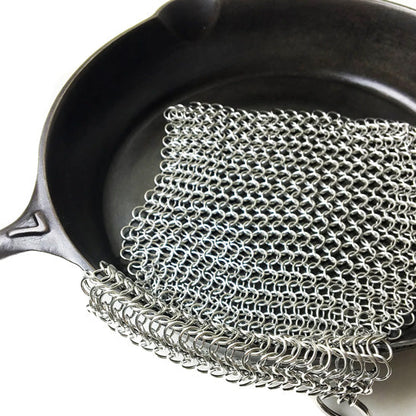  Crisbee Chain Mail Cast Iron Scrubber 8" X 8" Inch Square For Cookware Cleaning(Crisbee Chain Mail Scrubber Stainless Steel Rust Resistant For Cast Iron And Carbon Steel Cookware)