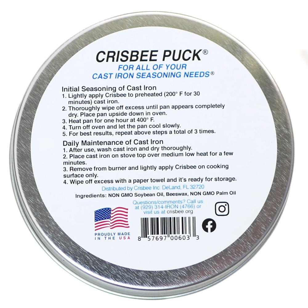  Crisbee Puck Cast Iron Seasoning Oil Balm 3.25 Oz Non Stick Conditioner(Crisbee Puck Cast Iron Seasoning 3 25 Oz)