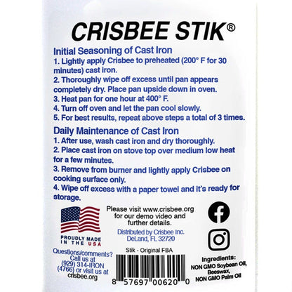  Crisbee Stik Cast Iron And Carbon Steel Seasoning 2.3 Oz Conditioner Non Stick(Crisbee Stik Cast Iron Seasoning 2 3 Oz)