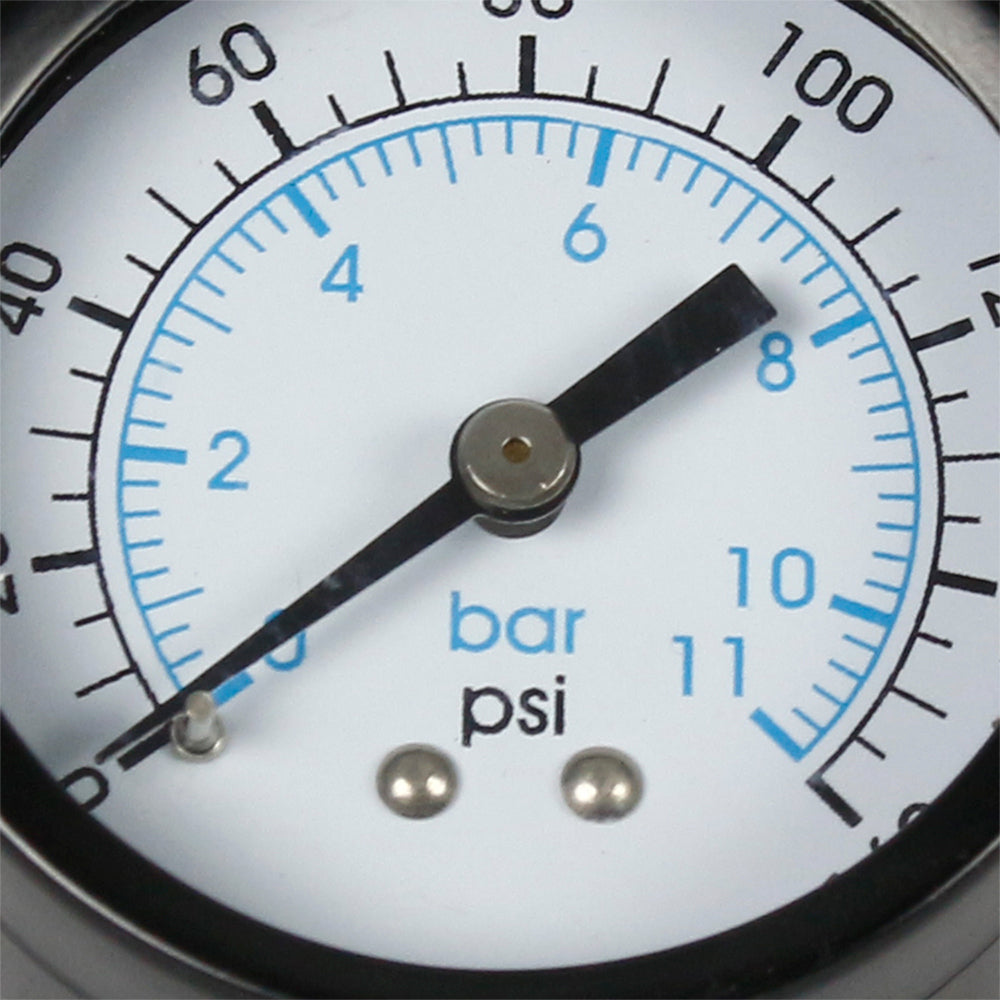  160 PSI/11 BAR Pressure Gauge 1/4 Inch Male NPT Center-Back Mount W/ 2-Inch Face(160 Psi 11 Bar Pressure Gauge 1 4 Inch Male Npt Center Back Mount W 2 Inch Face)