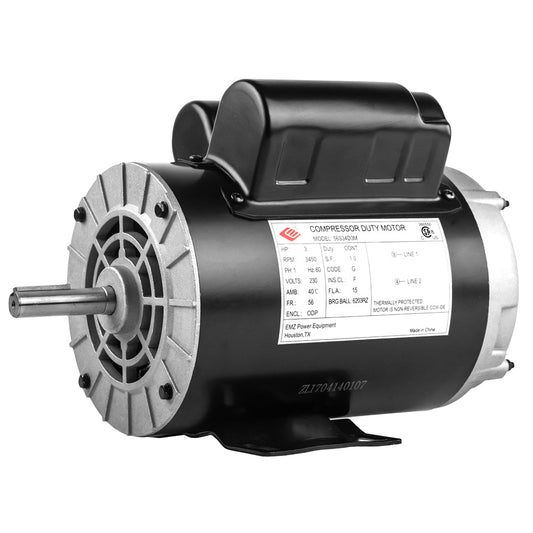  3 HP Single Phase Electric Motor 3450 RPM 56 Frame 230V ODP EMZ 56S34D3M(3 Hp 3450 Rpm Electric Motor Compressor Duty 56 Frame 1 Phase 5 8 Shaft 230 V)