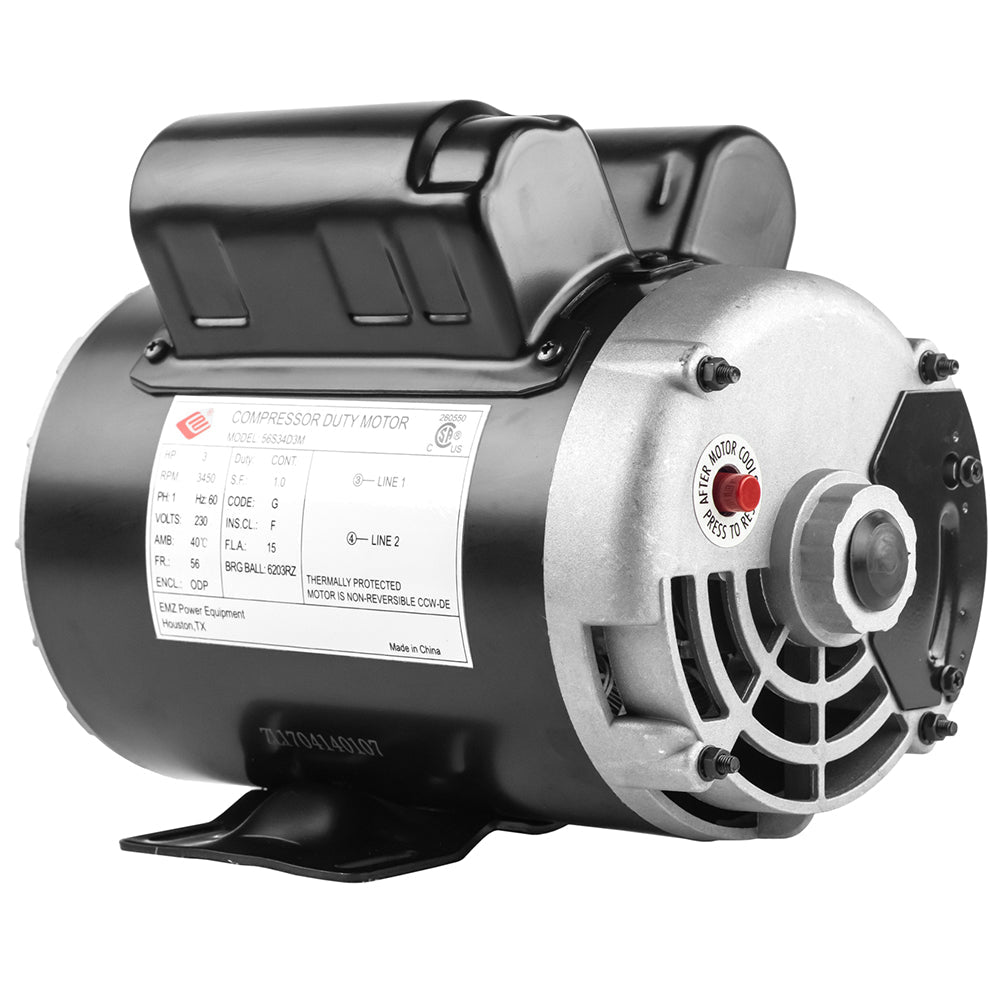  3 HP Single Phase Electric Motor 3450 RPM 56 Frame 230V ODP EMZ 56S34D3M(3 Hp 3450 Rpm Electric Motor Compressor Duty 56 Frame 1 Phase 5 8 Shaft 230 V)