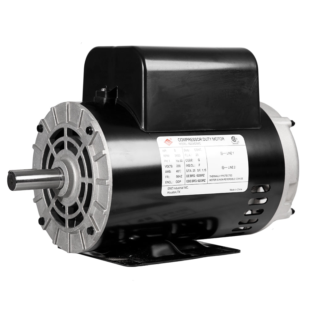  5 HP Single Phase Electric Motor 56HZ Frame 3450 RPM 230V ODP EMZ 56S34D5MC(5 Hp Compressor Duty Electric Motor 230v 1 Phase 56hz Frame 7 8 Shaft 3450 Rpm)