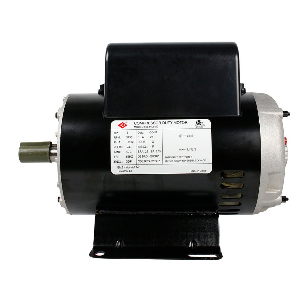  5 HP Single Phase Electric Motor 3450 RPM 56HZ Frame 230V ODP EMZ 56S34D5MC(56s34d5mc 5 Hp Single Phase Electric Air Compressor Motor 23 Amp 7 8 Shaft 3450 Rpm 56hz Frame)