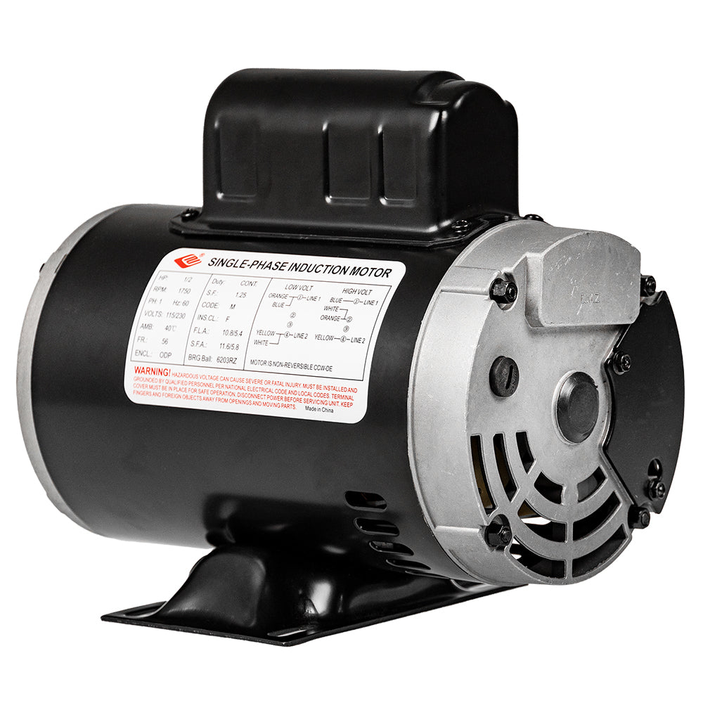  1/2 HP Single Phase Electric Motor 1750 RPM 56 Frame 115/230V ODP EMZ(1 2 Hp Electric Motor 56 Frame 1750 Rpm Single Phase 115 230v 5 8 Shaft)