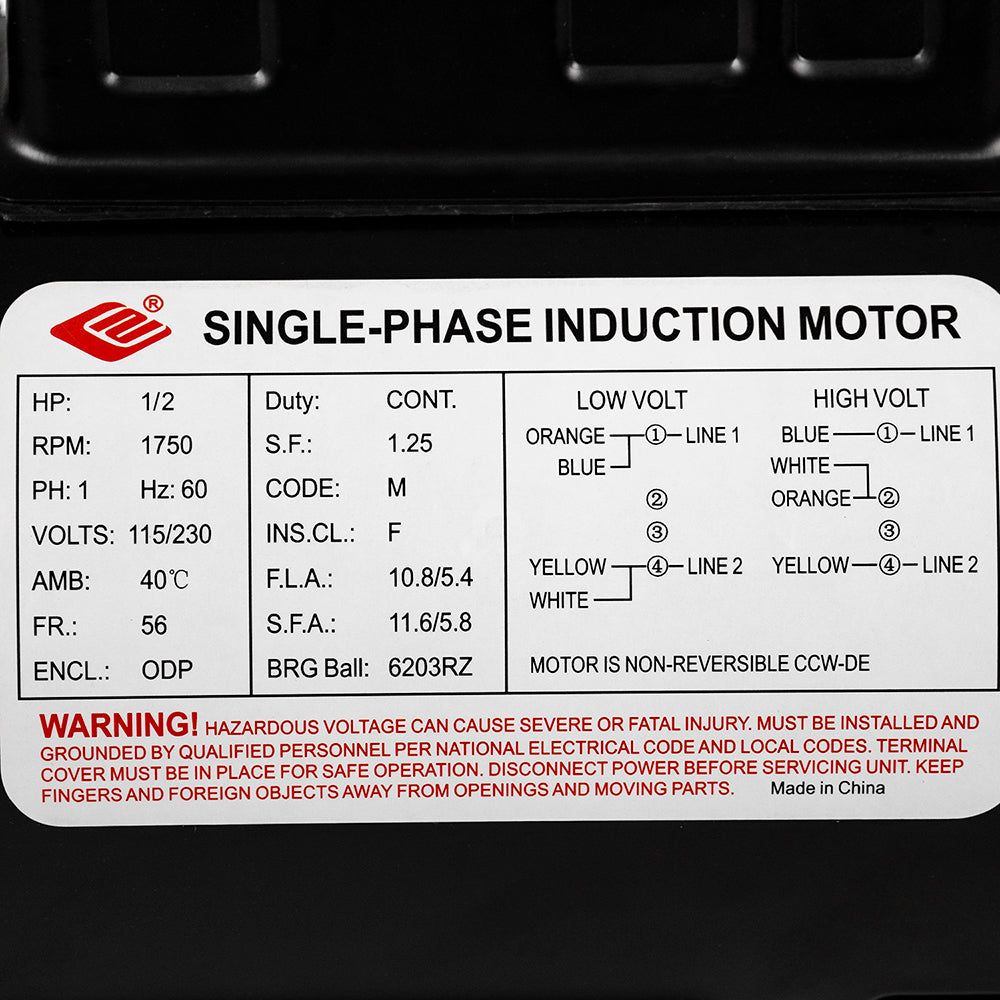  1/2 HP Single Phase Electric Motor 1750 RPM 56 Frame 115/230V ODP EMZ(1 2 Hp Electric Motor 56 Frame 1750 Rpm Single Phase 115 230v 5 8 Shaft)