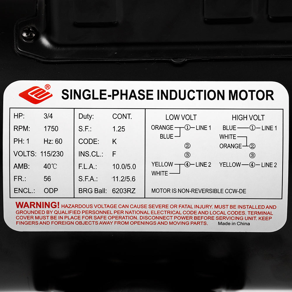  3/4 HP Single Phase Electric Motor 1750 RPM 56 Frame 115/230V ODP EMZ(3 4 Hp Electric Motor 56 Frame 1740 Rpm Single Phase 115 230v 5 8 Shaft)