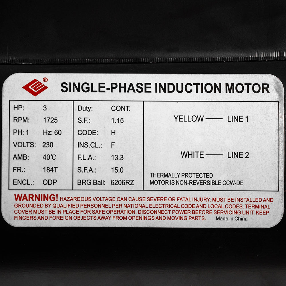  3 HP Single Phase Electric Motor 1725 RPM 184T Frame 230V ODP EMZ(3 Hp Electric Motor 184t Frame 1725 Rpm Single Phase 230 Volts 1 1 8 Shaft)