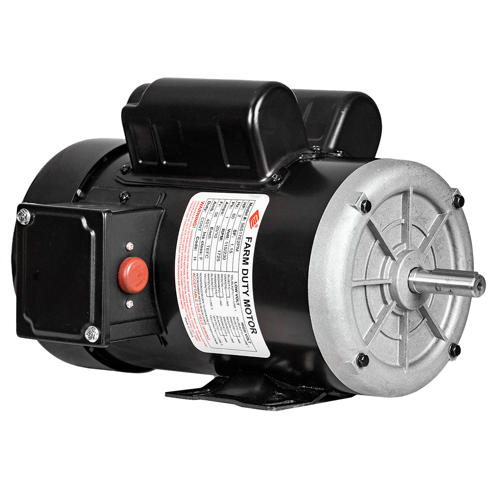  2 HP Single Phase Farm Duty Electric Motor 56 Frame 1725 RPM 115/230V TEFC EMZ 56S17E2PM(2 Hp Farm Duty Electric Motor 56 Frame 1725 Rpm Single Phase 115 230v 56s17e2pm)