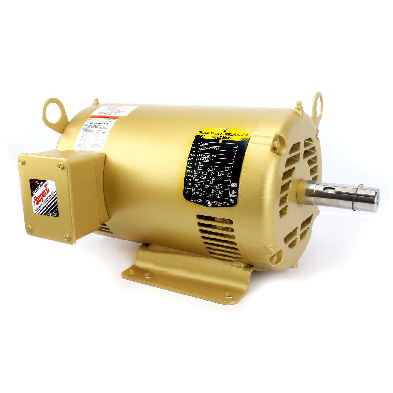  Baldor EM3218T 5 HP 3 Phase Super-E Electric Motor 1750 RPM 184T Frame 208-230/460V OPSB(Baldor 5 Hp Three Phase Electric Compressor Motor 184t Frame 230v 1750 Rpm)
