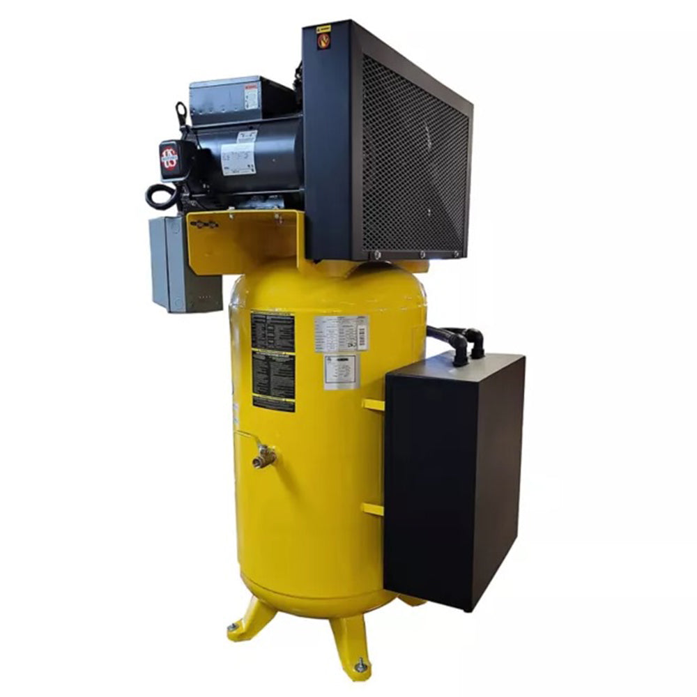 Emax 7.5 HP Air Compressor 1 Phase 80 Gallon Vertical Tank Silent Air Technology(7 5 Hp 1 Ph 80 Gallon Vertical With Air Silencer With Pressure Lube Pump)