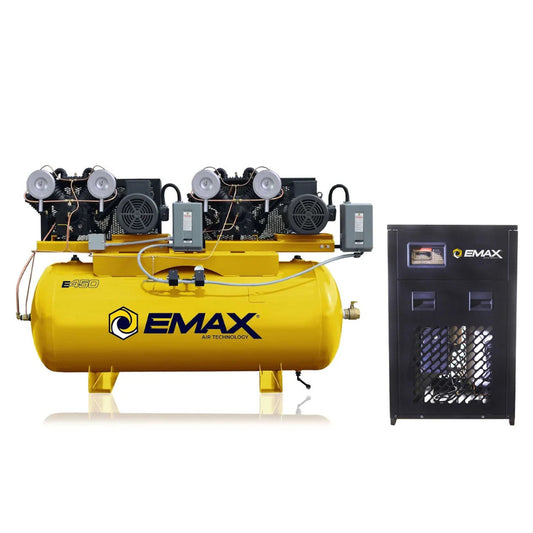  EMAX Silent Air 20HP 3PH 120 Gallon Horizontal Duplex Mounted With Dryer 208/230V 115CFM(Emax Silent Air 20hp 3ph 120 Gallon Horizontal Duplex Mounted 208 230v 115cfm)