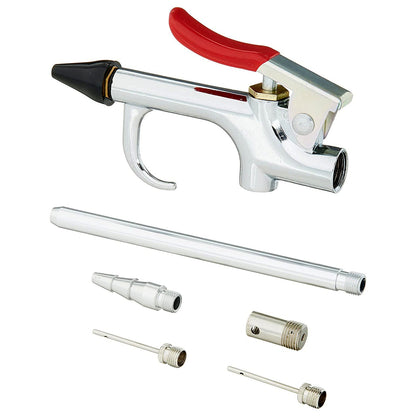  7 Piece Blow Gun Kit Including Safety And Rubber Tips Milton Exelair EX0307BKIT(7 Piece Blow Gun And Air Accessory Kit Safety Adapter Nozzle Tips Inflator Needles Extension Milton Ex0307bkit)