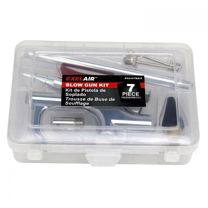  7 Piece Blow Gun Kit Including Safety And Rubber Tips Milton Exelair EX0307BKIT(7 Piece Blow Gun And Air Accessory Kit Safety Adapter Nozzle Tips Inflator Needles Extension Milton Ex0307bkit)