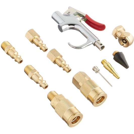  12 Piece Blow Gun Kit With Couplers And Plugs Milton M-Style Exelair EX0312BKIT(12 Piece Blow Gun Air Accessory Kit Safety Adapter Nozzle Tips Inflator Needle Air Chuck M Style Couplers Exelair Milton Ex0312bkit)