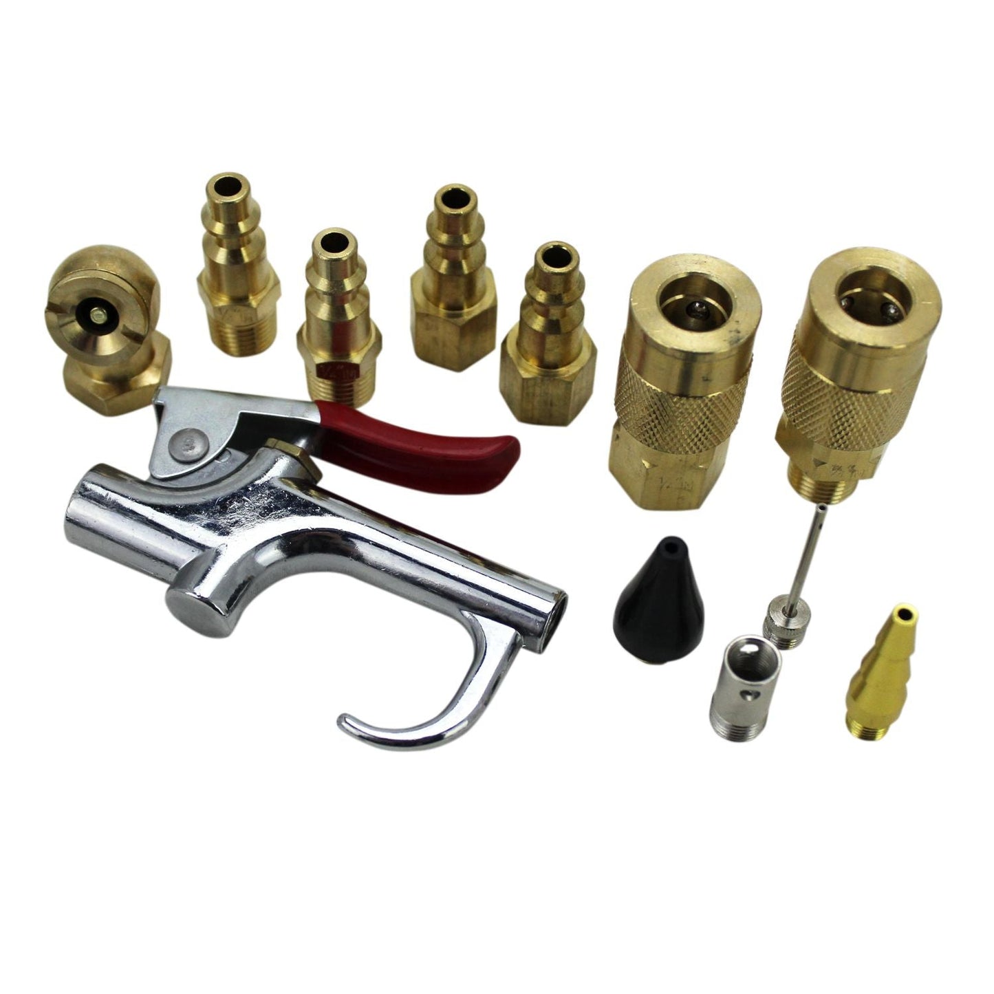  12 Piece Blow Gun Kit With Couplers And Plugs Milton M-Style Exelair EX0312BKIT(12 Piece Blow Gun Air Accessory Kit Safety Adapter Nozzle Tips Inflator Needle Air Chuck M Style Couplers Exelair Milton Ex0312bkit)