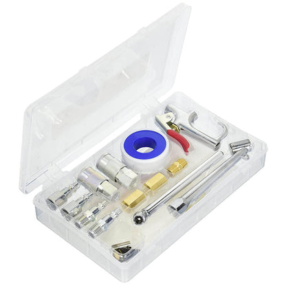  Air Compressor Accessories(18 Piece Blow Gun Accessory Kit Safety Adapter Inflator Neeldes Dual Head Chuck Pencil Gauge M Style Couplers Exelair Milton Ex0318bkit)