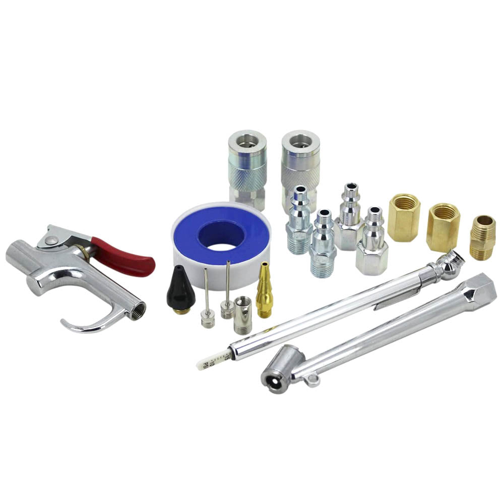 Air Compressor Accessories(18 Piece Blow Gun Accessory Kit Safety Adapter Inflator Neeldes Dual Head Chuck Pencil Gauge M Style Couplers Exelair Milton Ex0318bkit)