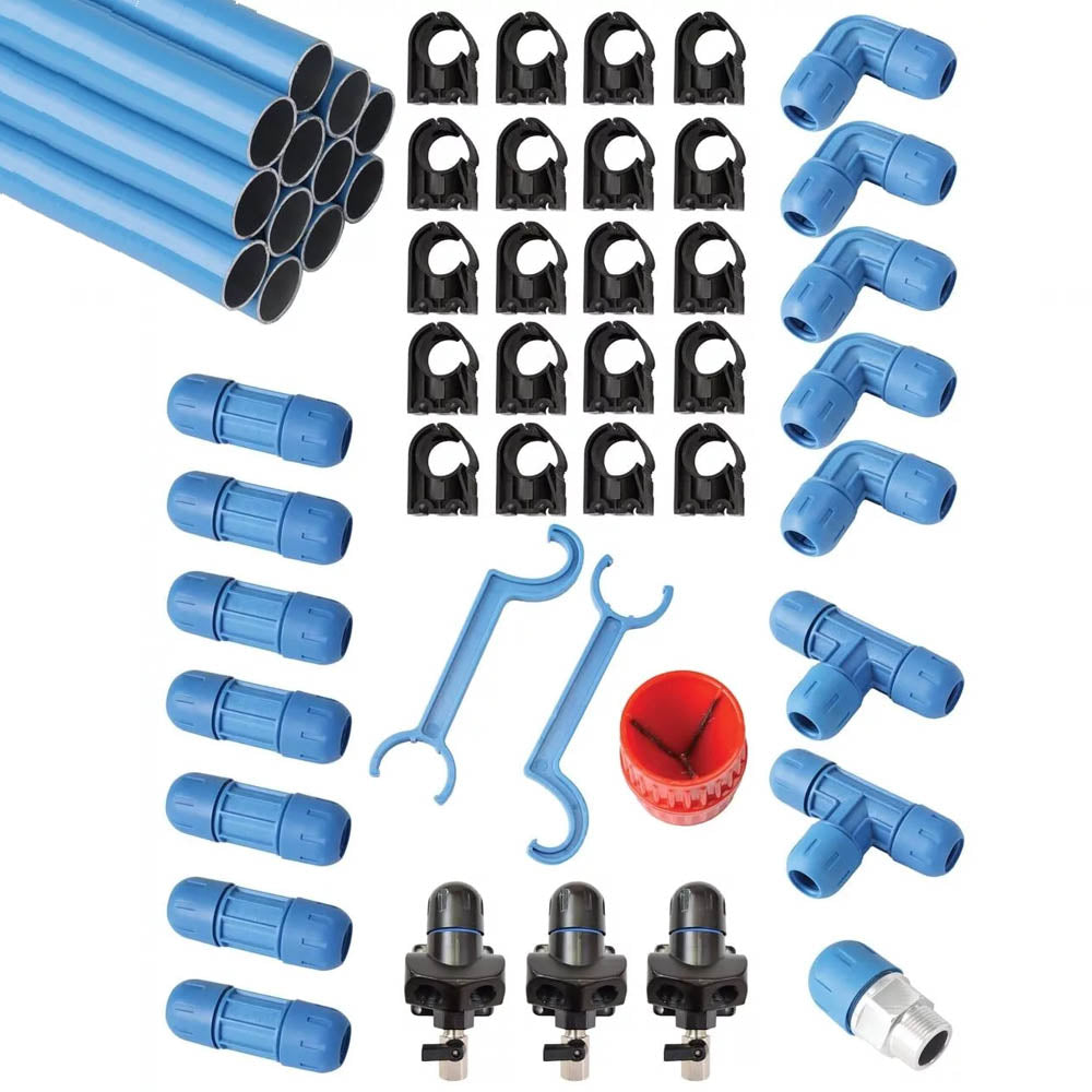 Fastpipe 1" Master Kit Aluminum Pipe & Nylon Fittings 90FT 3 Outlets F28090(1 Fastpipe Master Kit 90ft 3 Outlets F28090)