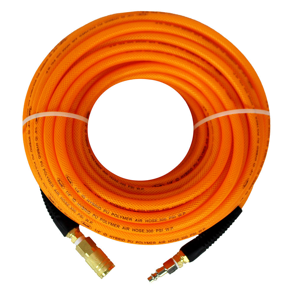  Invincible 1/4" X 100 Ft Air Hose With Bend Restrictors Never Kink High Flow Hybrid Polymer UV, Ozone, Cracking, Chemical, And Oil Resistant FA14100RC/3(1 4 X 100 Foot Orange Hose With Reusable Fittings Air Quick Couplers)
