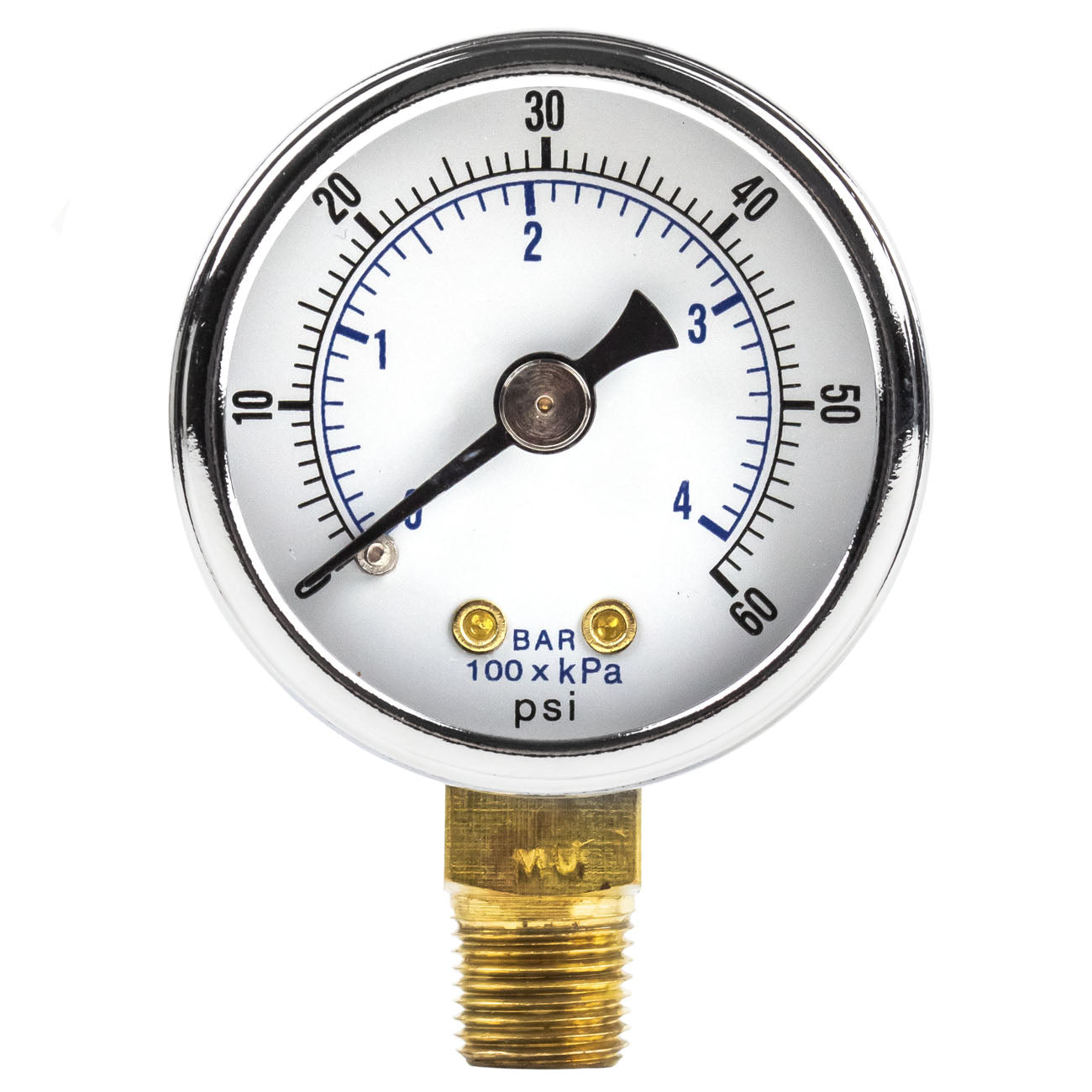  1/8" NPT 0-60 PSI Air Compressor / Hydraulic Pressure Gauge Lower Side Mount With 1.5" Face 101D-158D(1 8 Npt 0 60 Psi Air Compressor Hydraulic Pressure Gauge Lower Side Mount With 1 5 Face)