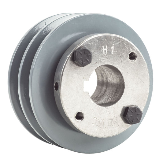 Cast Iron 3.5" Dual Groove Belt A Section 4L Pulley With 1 " Sheave Bushing(Cast Iron 3 5 Dual Groove Belt A Section 4l Pulley With 1 Sheave Bushing)