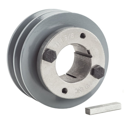  Cast Iron 3.5" 2 Groove Dual Belt A Section 4L Pulley With 1-3/8" Sheave Bushing(Cast Iron 3 5 2 Groove Dual Belt A Section 4l Pulley With 1 3 8 Sheave Bushing)