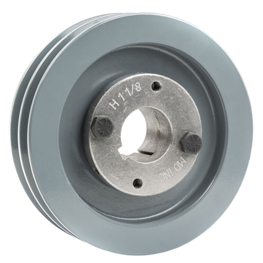  Cast Iron 5" 2 Groove Dual Belt A Section 4L Pulley W/ 1-1/8" Sheave Bushing(Cast Iron 5 2 Groove Dual Belt A Section 4l Pulley W 1 1 8 Sheave Bushing)