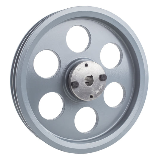  Cast Iron 9.25" Dual Groove Belt A Section 4L Pulley W/ 5/8" Sheave Bushing(Cast Iron 9 25 2 Groove Dual Belt A Section 4l Pulley W 5 8 Sheave Bushing)