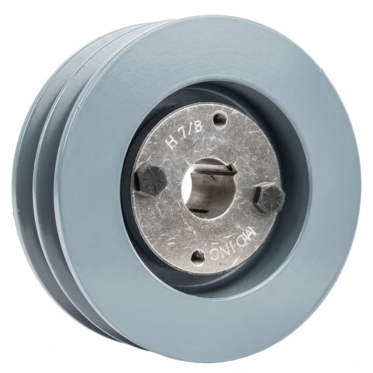  2BK52H Cast Iron 5" Dual Groove Pulley 2 Belt B Section 5L With 7/8" Sheave Bushing(B Section Dual Groove 2 Pc 5 Pulley W 7 8 Sheave Shiv Cast Iron 5l V Belt)