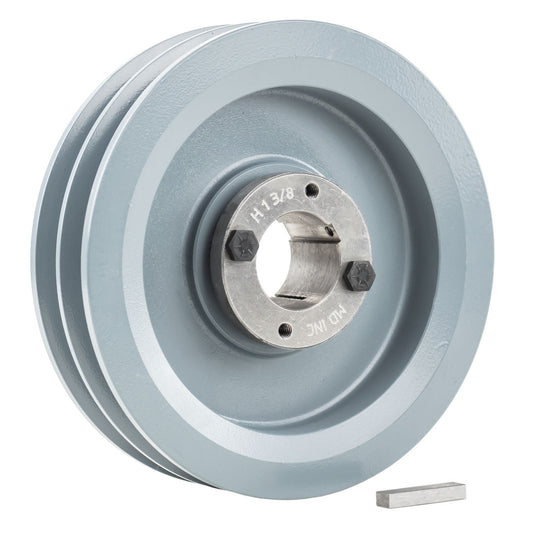  Mastedrive 2BK70H Cast Iron 6.75" Dual Groove Pulley Belt B Section 5L With 1-3/8" Sheave Bushing(6 75 Cast Iron Dual Groove Pulley B Belt 5l Style With 1 3 8 Bore H Bushing)